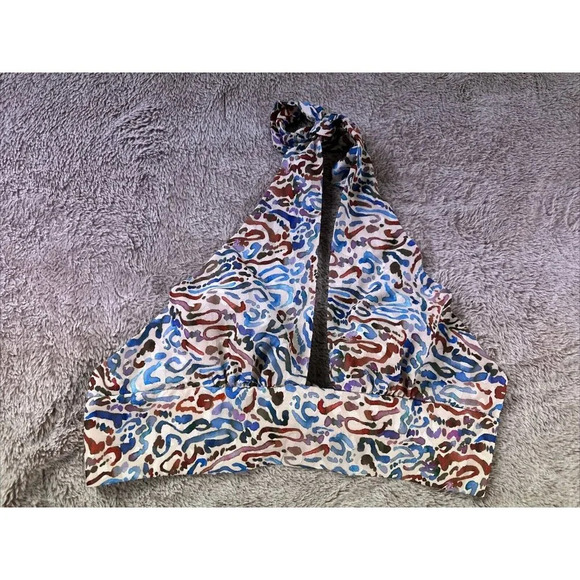 Amanda Uprichard Lavera Crop Top in Lynx Size M Halter Neck Tie Back Colorful - Picture 4 of 9